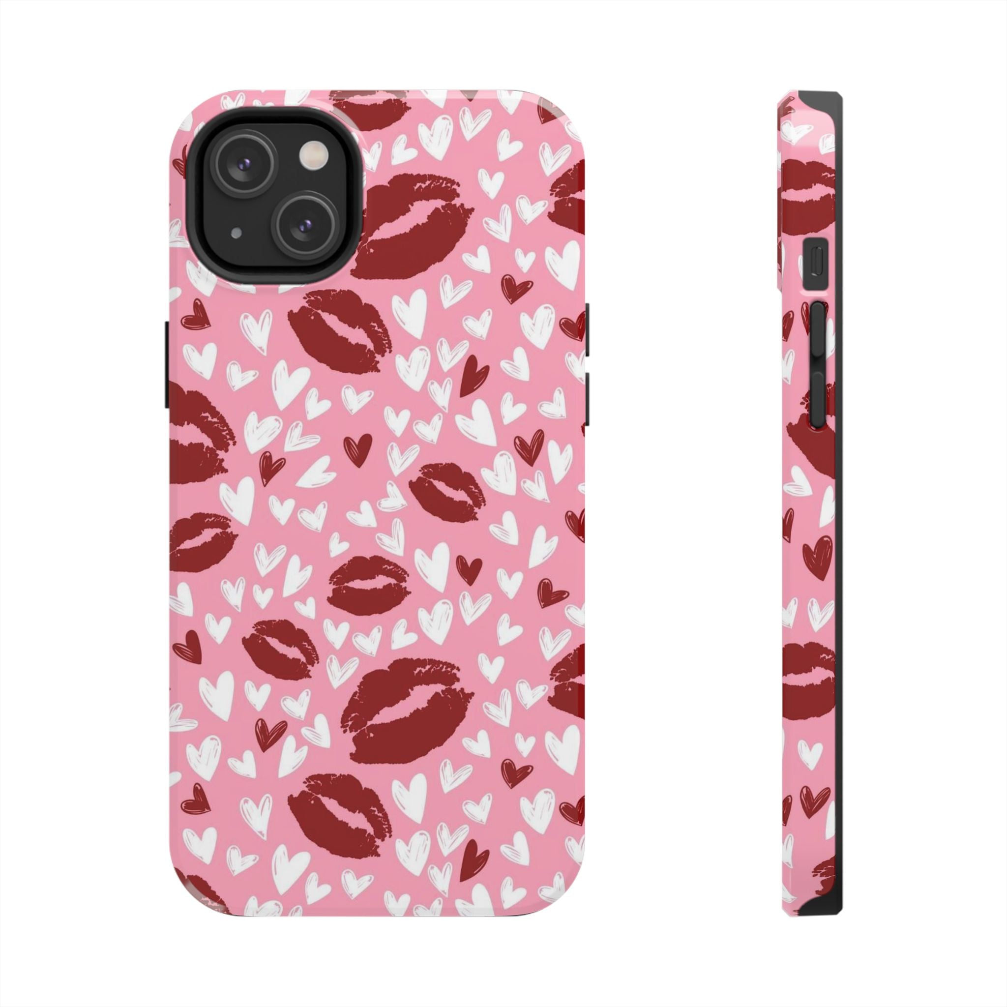 Pink Kiss Hearts Tough Phone Case — Cute Valentine Protective Phone Cover