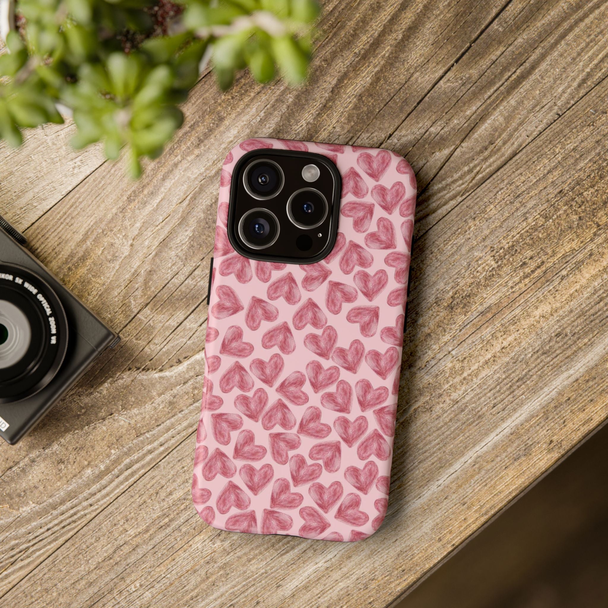 Pink Watercolor Heart Phone Case — Tough Protective iPhone Cover