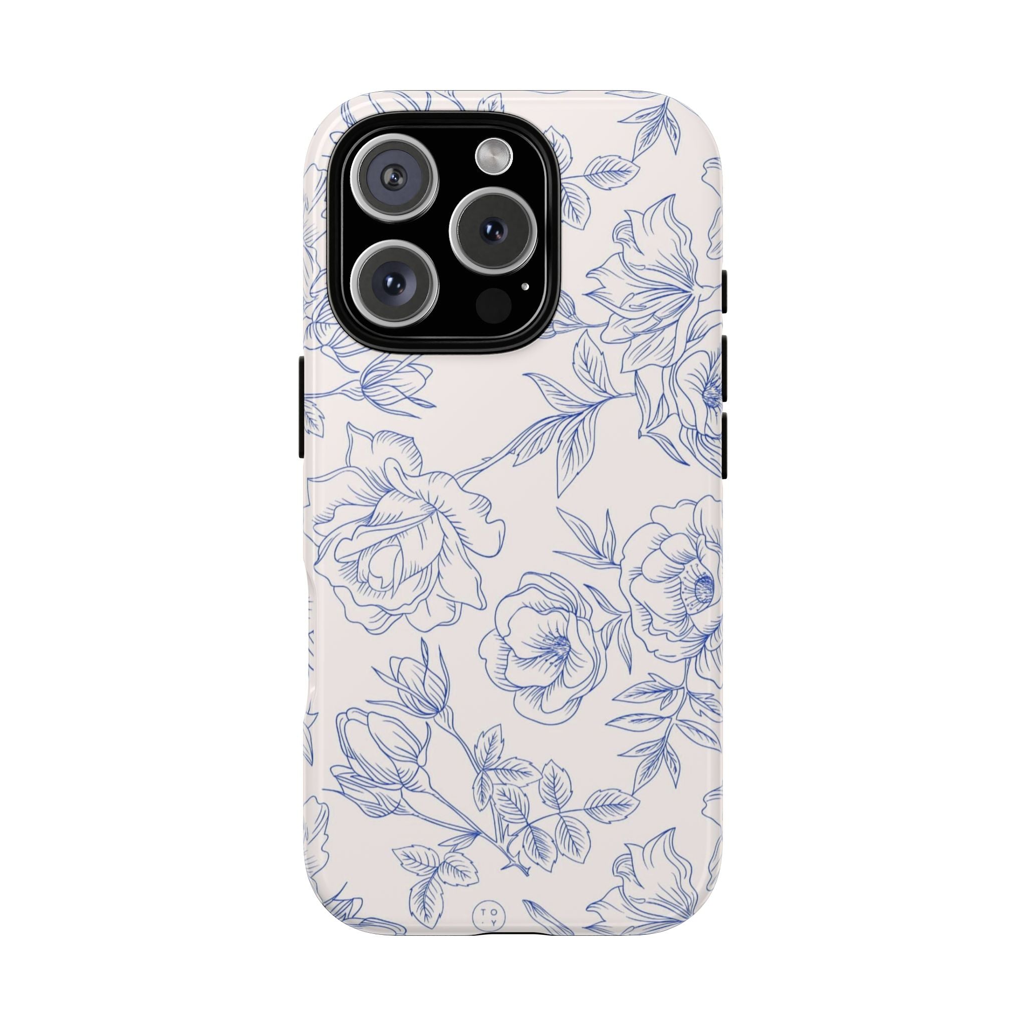 Phone Case — Blue Floral Sketch Tough Protective Case