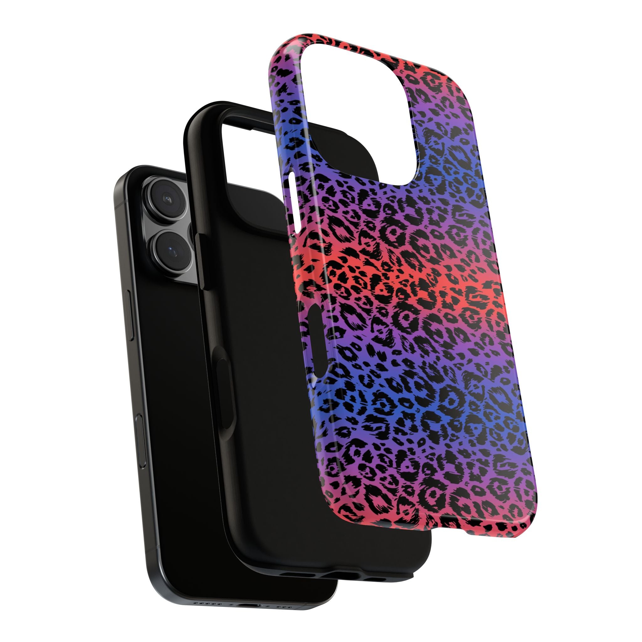 Gradient Leopard Tough Phone Case — Rainbow Animal Print iPhone Cover