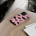 Pink Bat Pattern Tough Phone Case — Cute Halloween Bat Wings Design