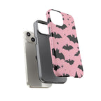 Pink Bat Pattern Tough Phone Case — Cute Halloween Bat Wings Design