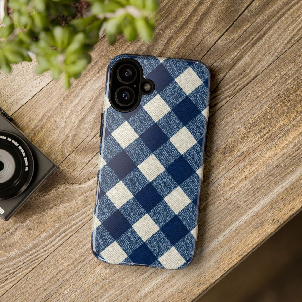 Blue Buffalo Plaid Tough Phone Case — Durable Protective iPhone Cover