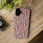 Pink Leopard Print Tough Phone Case — Durable Protective iPhone Cover