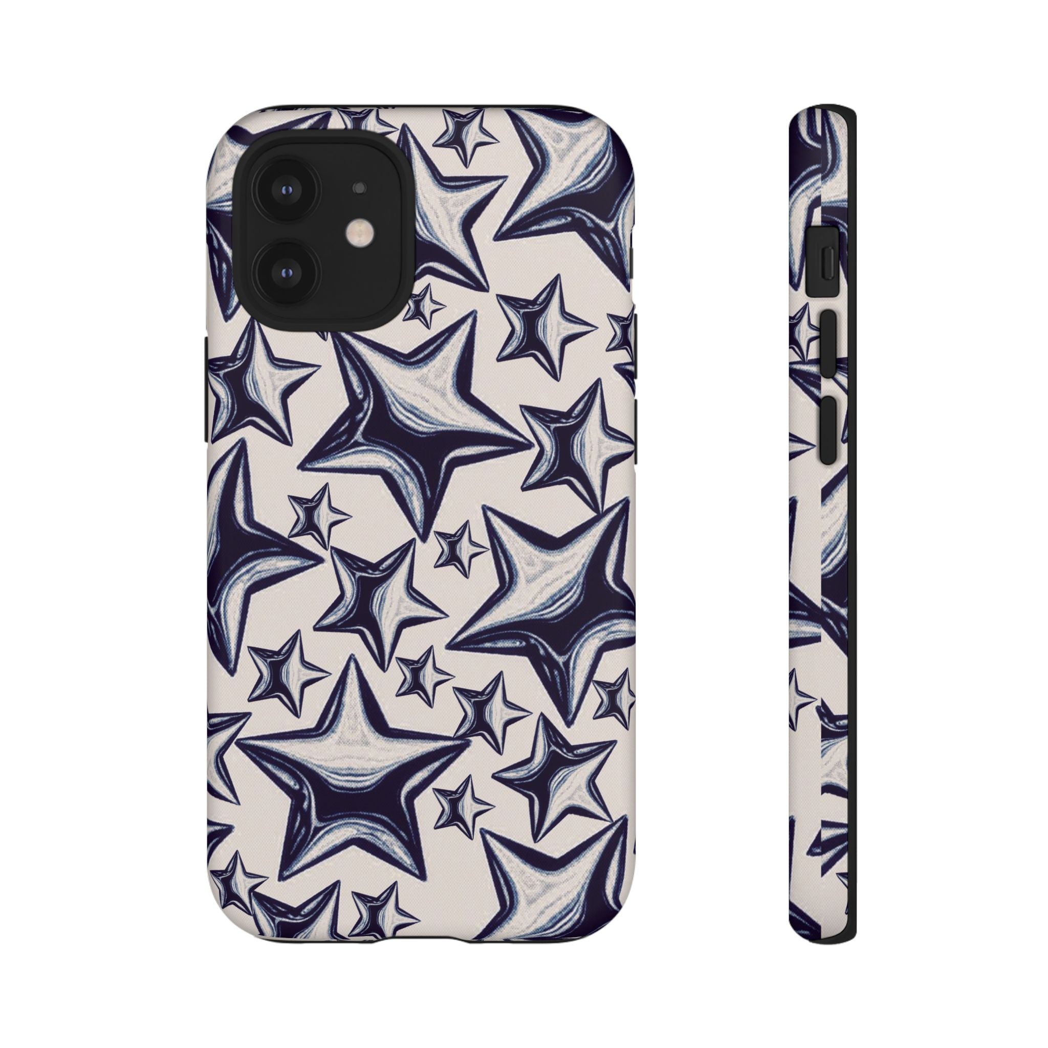 Star Sketch Tough Phone Case — Black & White Doodle Stars Protective Cover