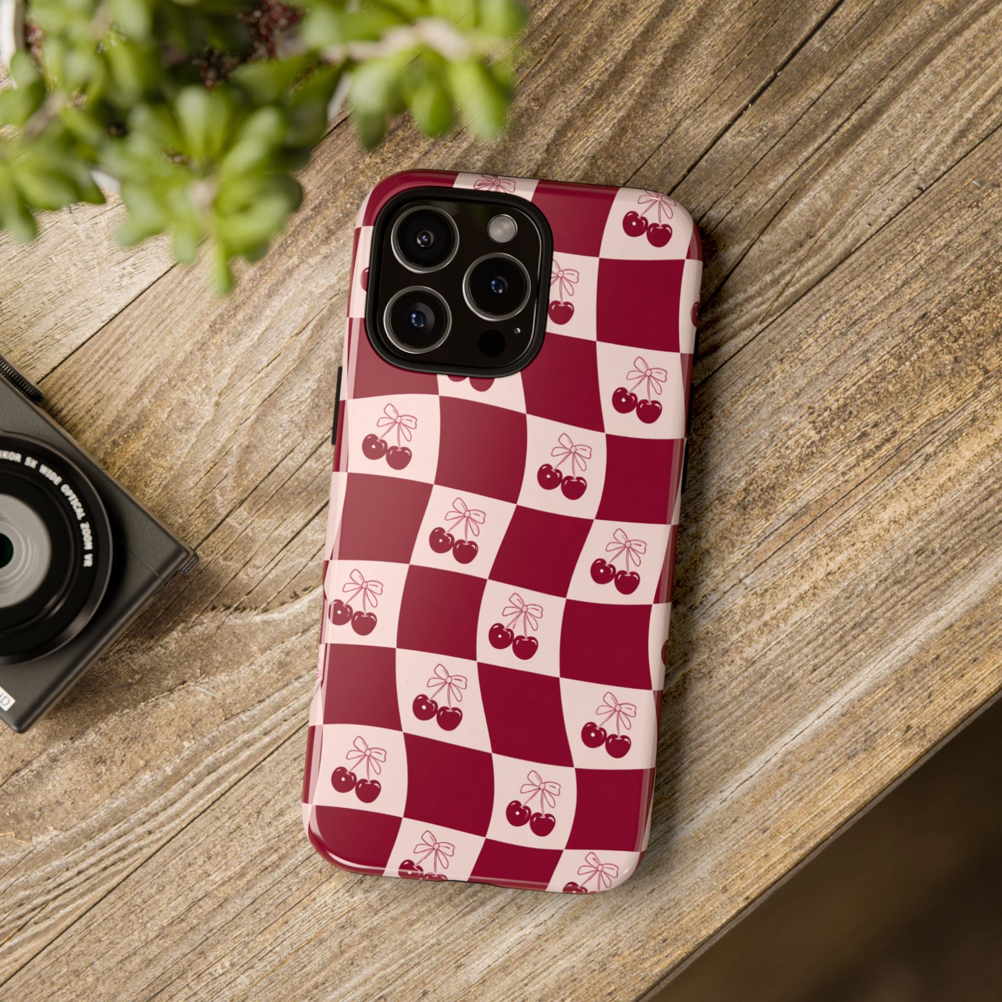 Cherry Checkerboard Tough Phone Case