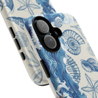 Ocean Shells Tough Phone Case — Blue Nautical Seashell iPhone Cover