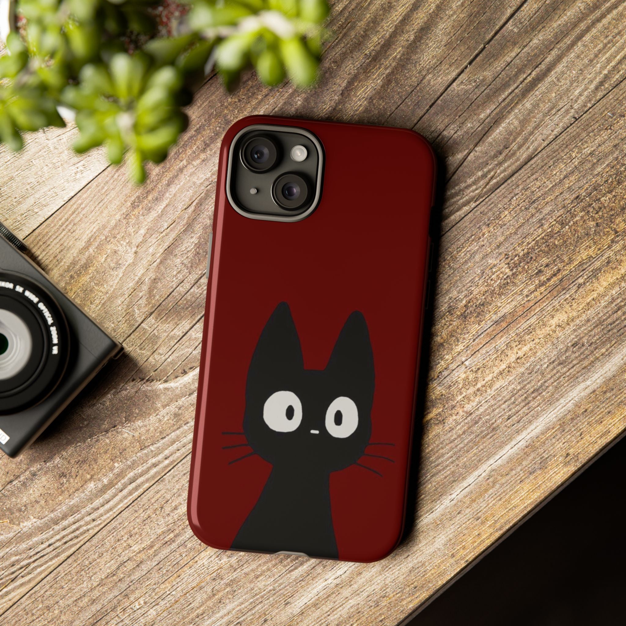 Black Cat Phone Case — Cute Kawaii Cat iPhone Cover ("Tough Cases")