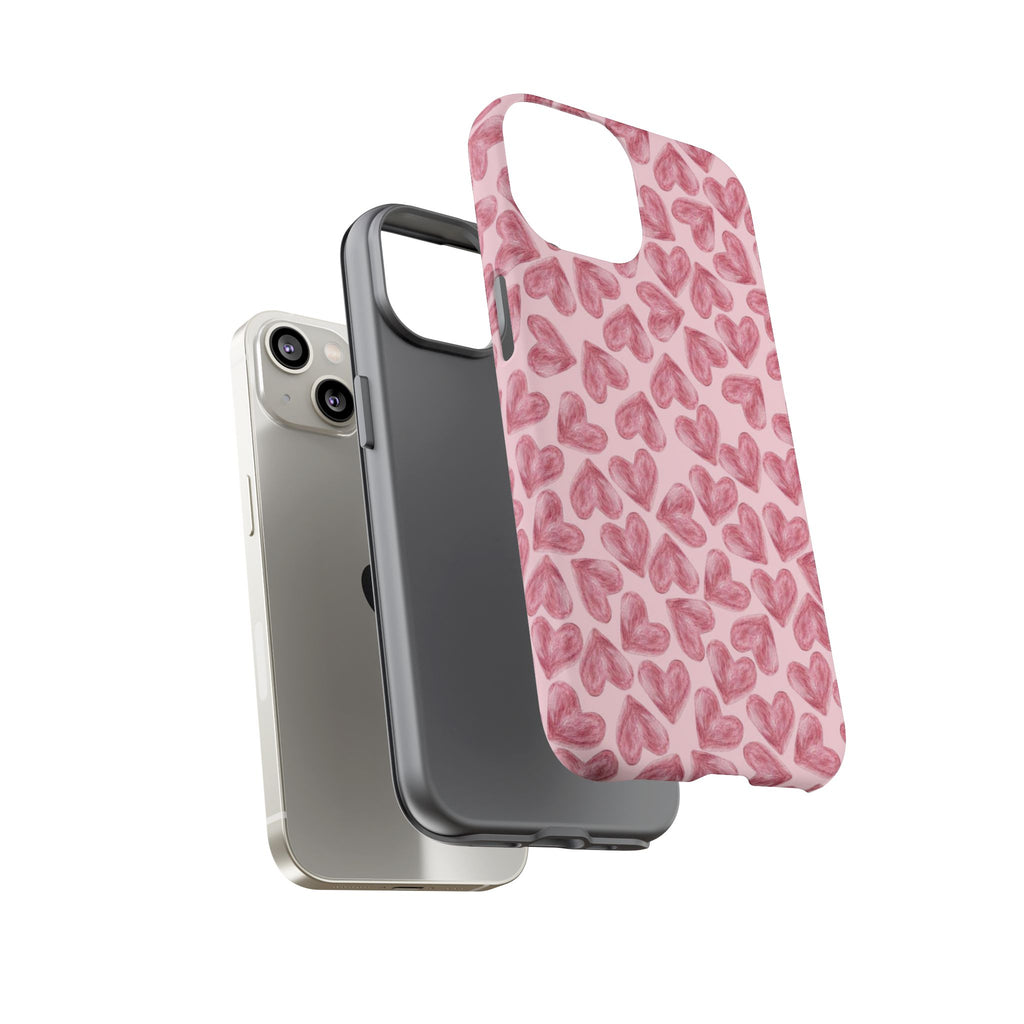 Pink Watercolor Heart Phone Case — Tough Protective iPhone Cover
