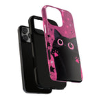 Cat Paw Pink Galaxy Phone Case — Cute Black Kitten iPhone Cover