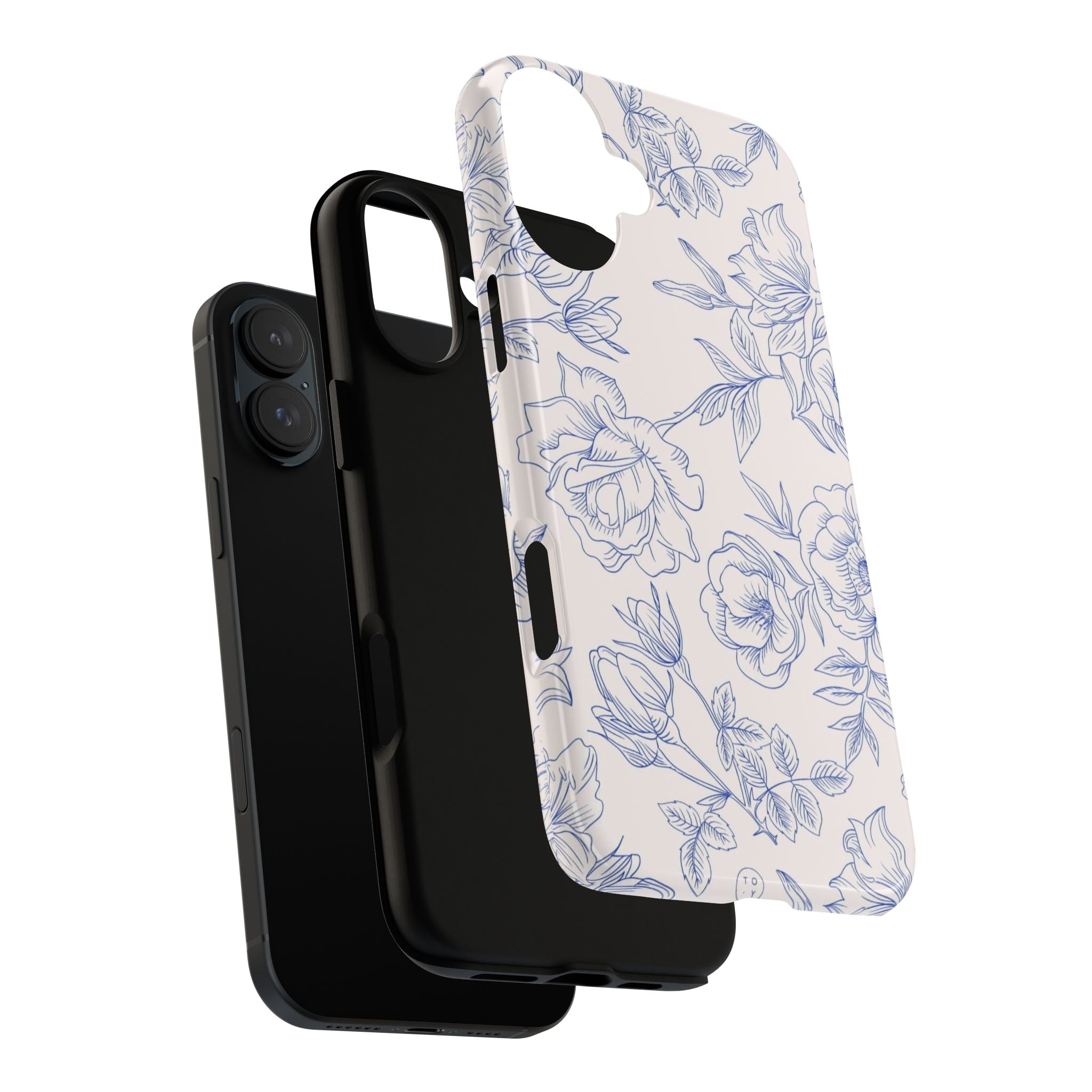 Phone Case — Blue Floral Sketch Tough Protective Case