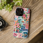 Coastal Collage Phone Case — Retro Beach Surf Floral Design