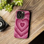Pink Retro Heart Tough Phone Case – Star Accent Protective Cover