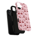 Cherry Pattern Phone Case — Cute Pink Cherries with Bows Durable Tough Case