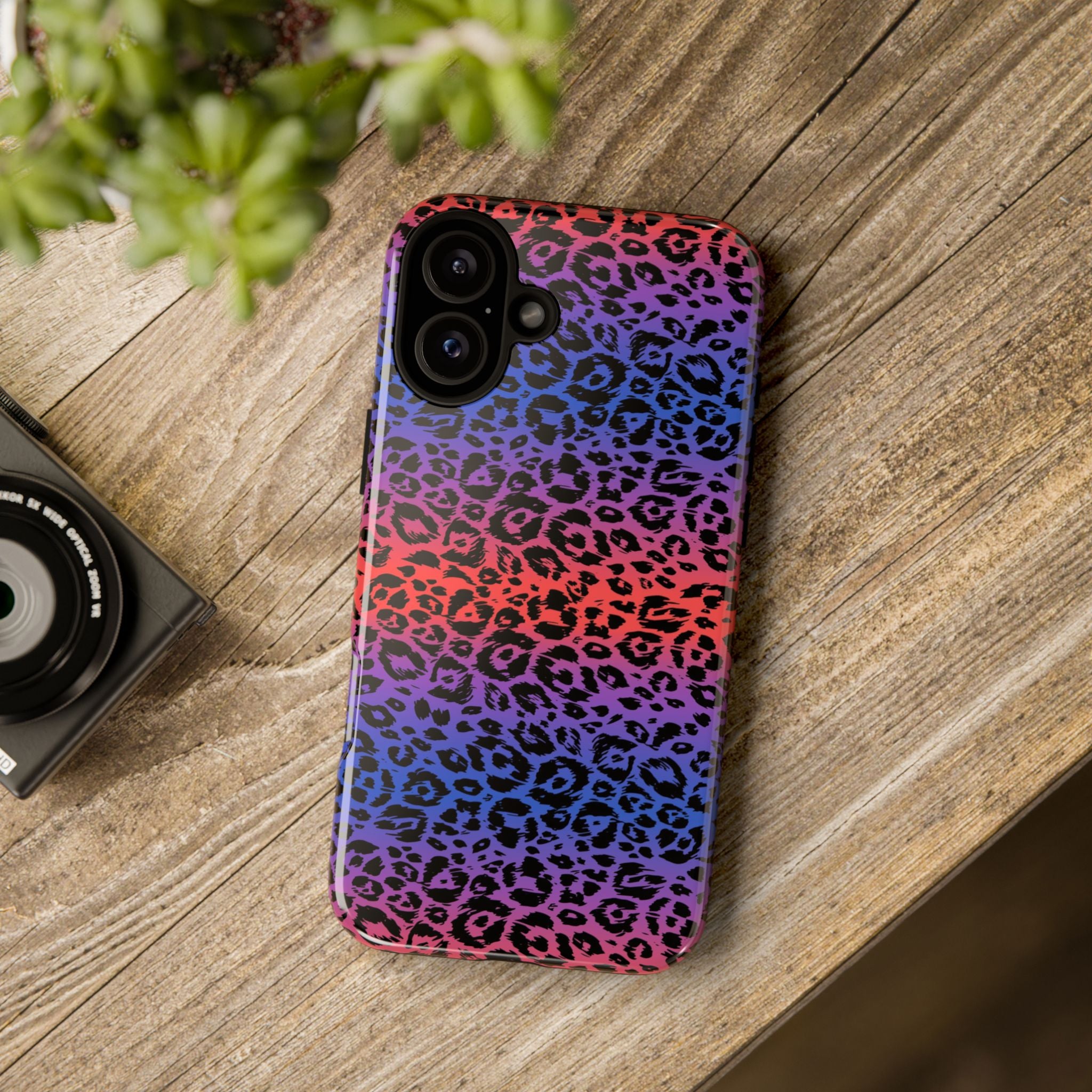 Gradient Leopard Tough Phone Case — Rainbow Animal Print iPhone Cover