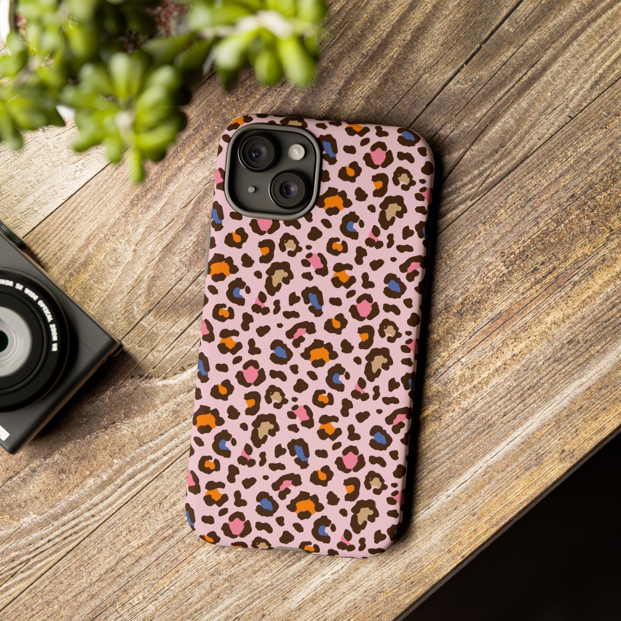 Pink Leopard Print Tough Phone Case — Durable Protective iPhone Cover