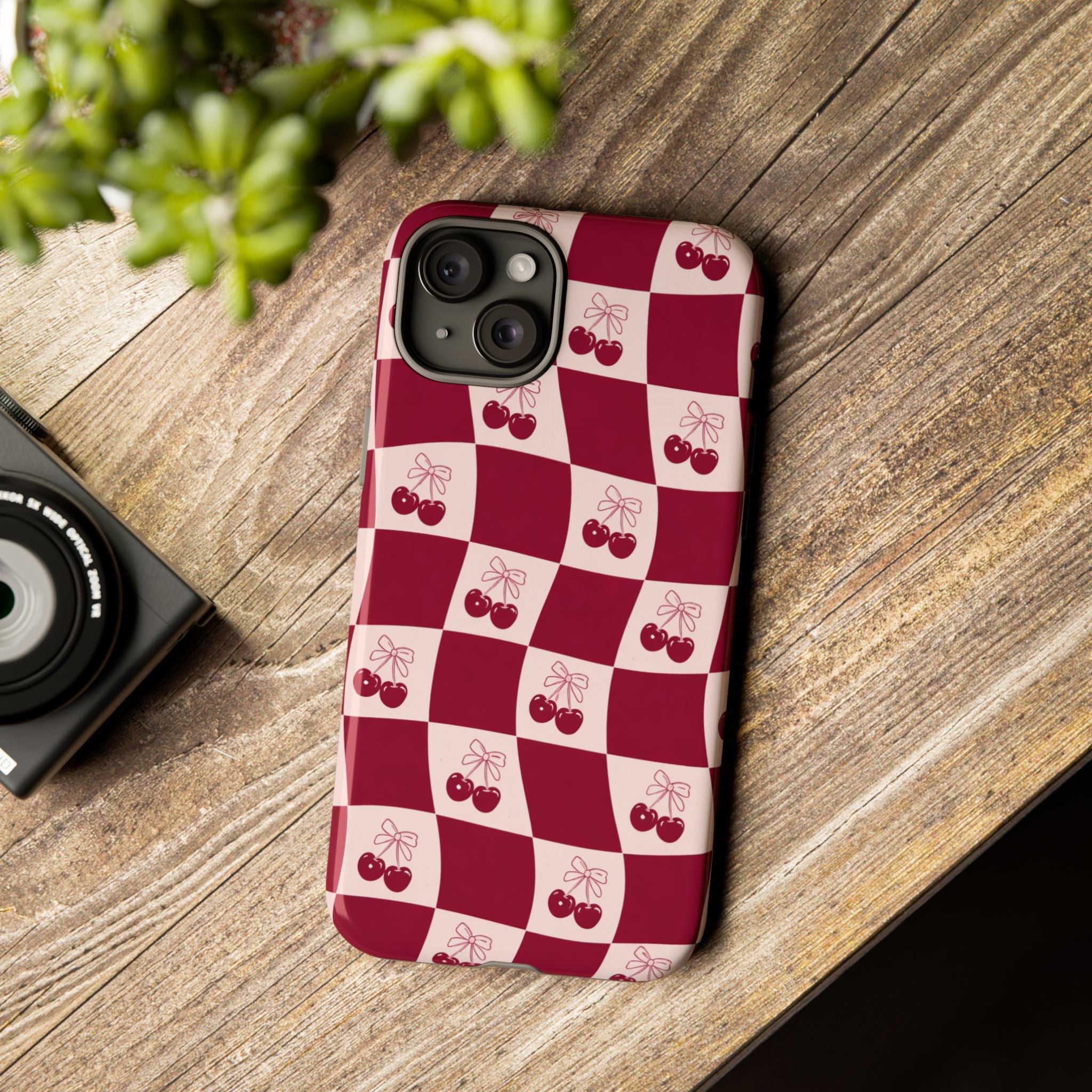 Cherry Checkerboard Tough Phone Case