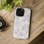 Phone Case — Blue Floral Sketch Tough Protective Case