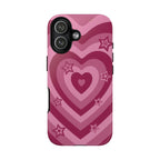 Pink Retro Heart Tough Phone Case – Star Accent Protective Cover