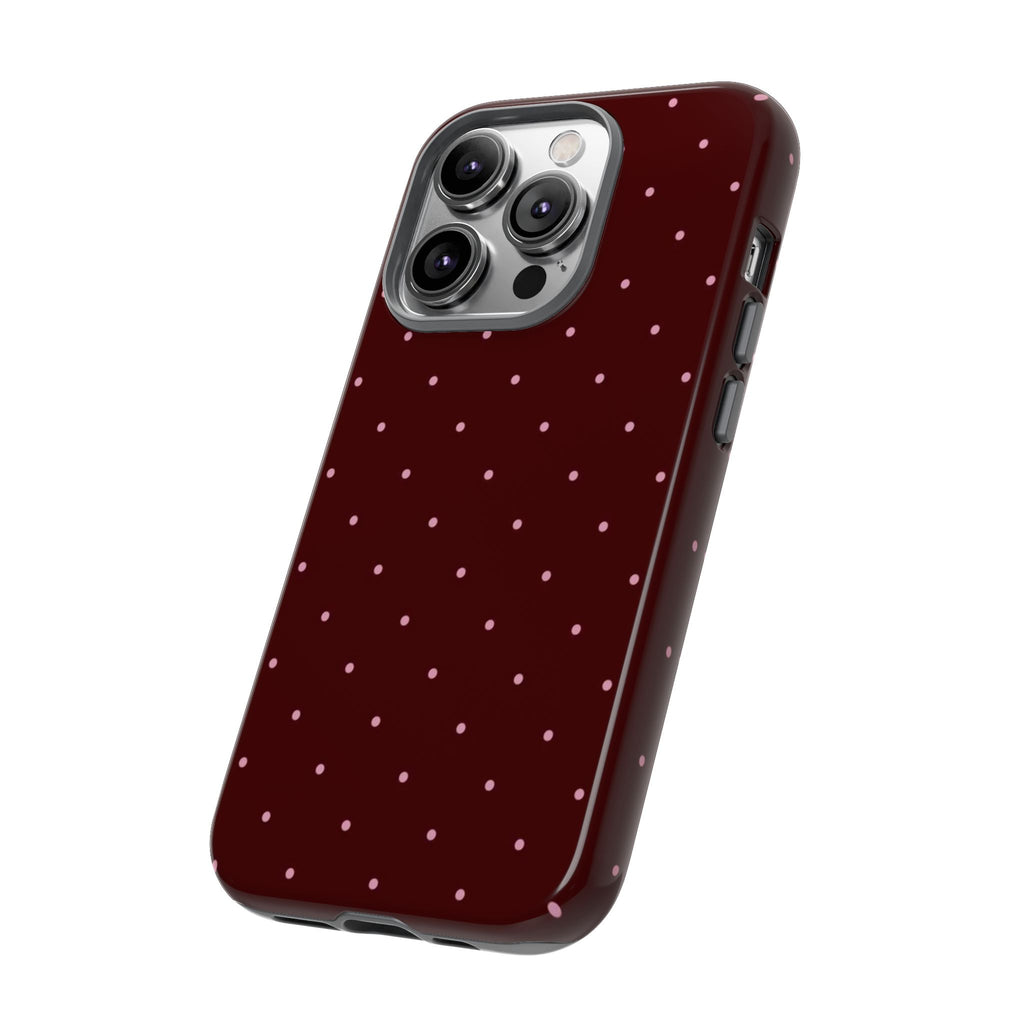 Maroon Polka Dot Tough Phone Case — Slim Protective iPhone Cover