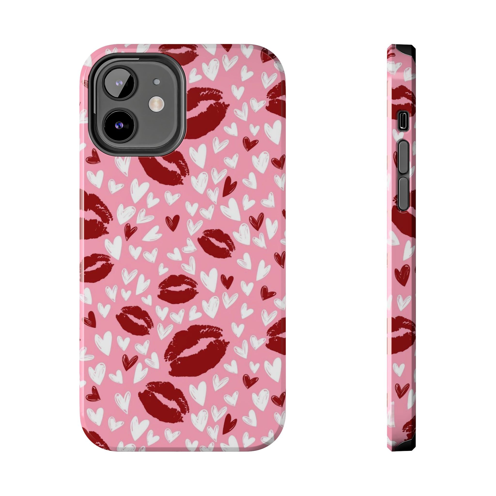 Pink Kiss Hearts Tough Phone Case — Cute Valentine Protective Phone Cover