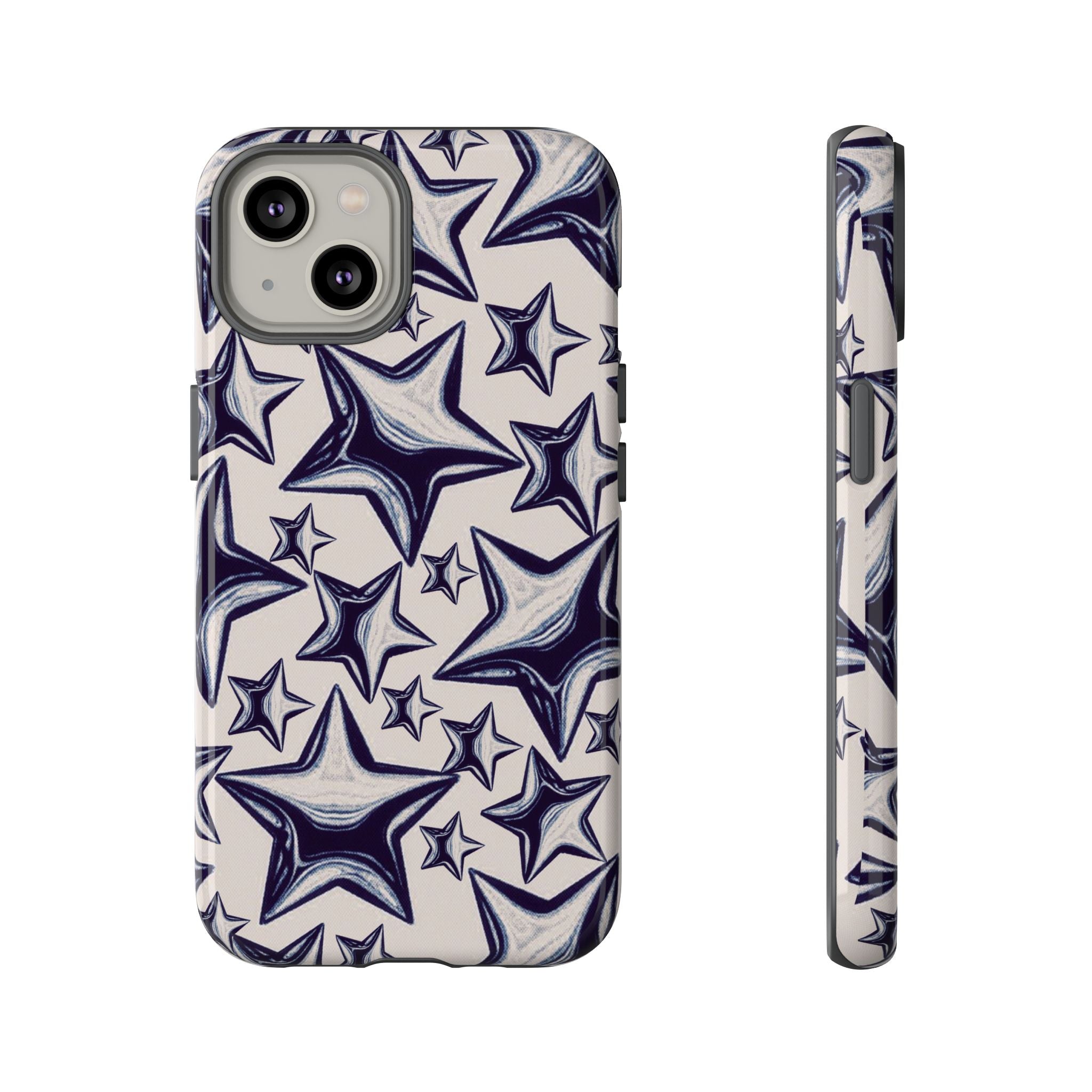 Star Sketch Tough Phone Case — Black & White Doodle Stars Protective Cover