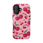 Cherry Pattern Tough Phone Case — Pink Cute Fruit iPhone Case with "cherry"
