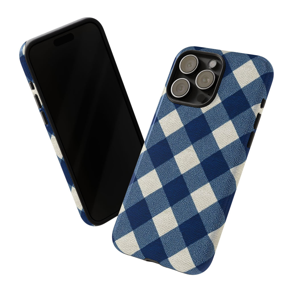 Blue Buffalo Plaid Tough Phone Case — Durable Protective iPhone Cover