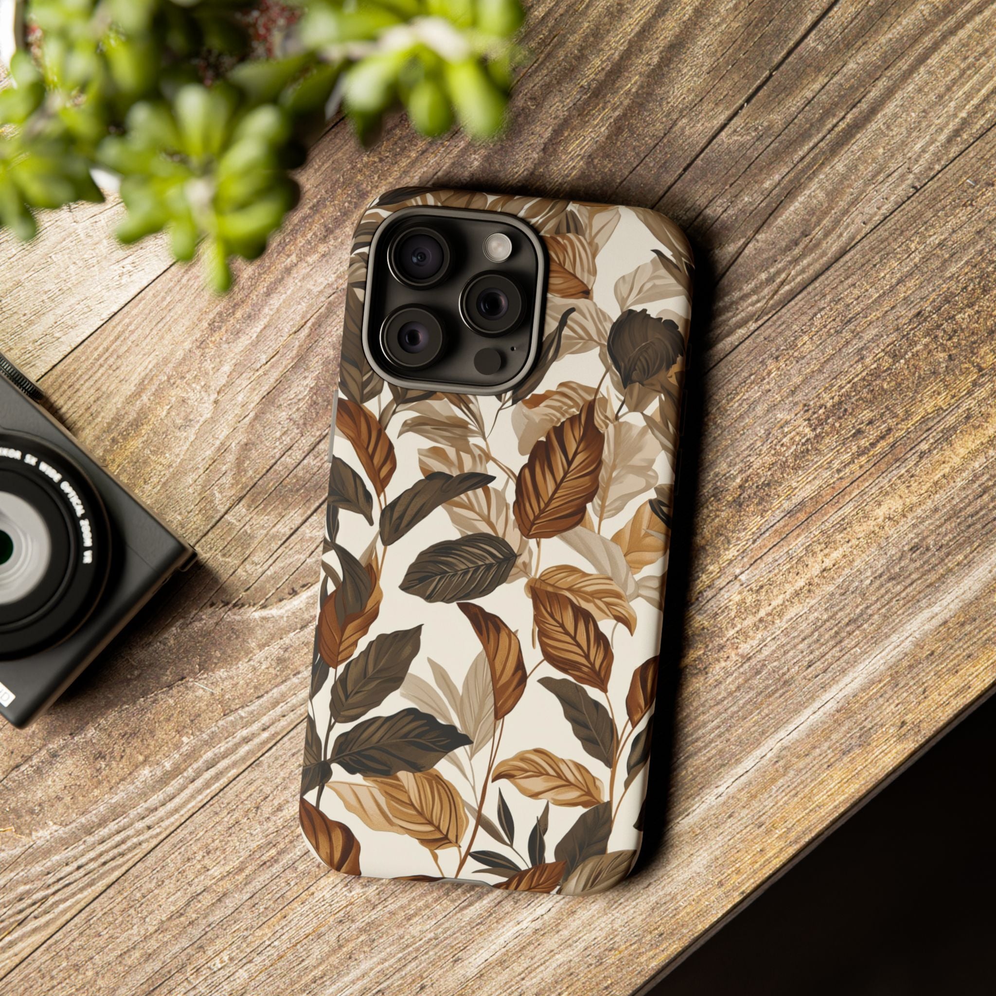 Autumn Leaves Phone Case — Brown Botanical Tough Case