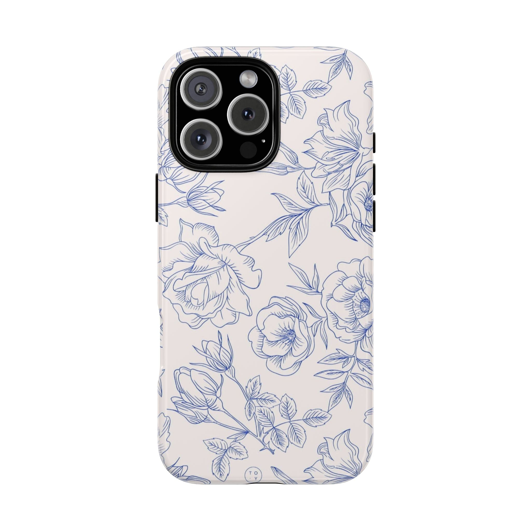 Phone Case — Blue Floral Sketch Tough Protective Case