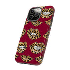Phone Case — Leopard Lips Pattern on Burgundy