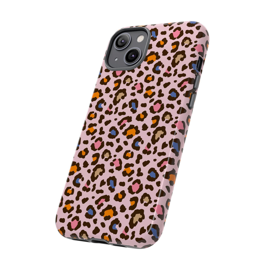 Pink Leopard Print Tough Phone Case — Durable Protective iPhone Cover