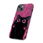 Cat Paw Pink Galaxy Phone Case — Cute Black Kitten iPhone Cover