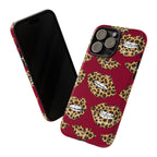 Phone Case — Leopard Lips Pattern on Burgundy