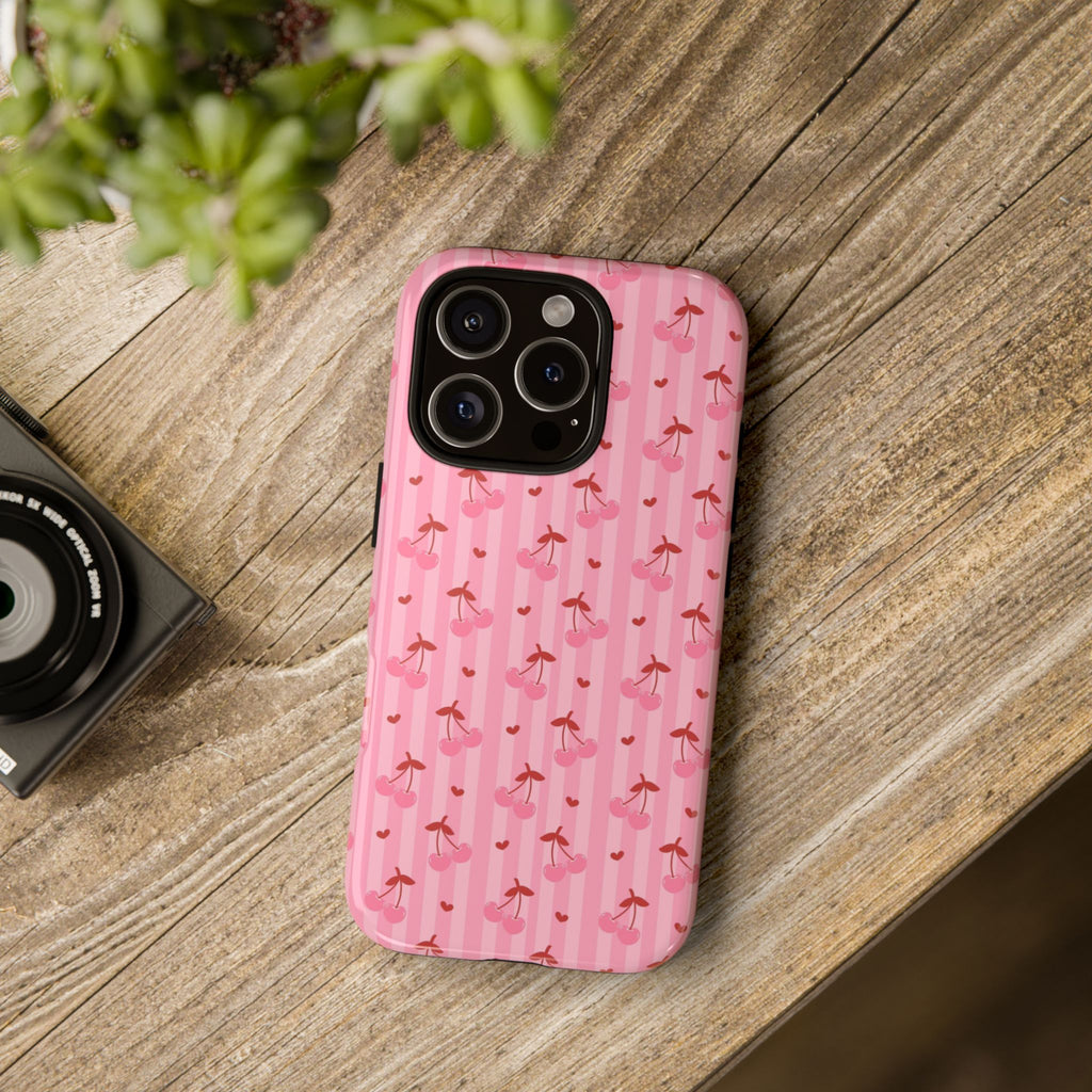 Pink Cherry Pattern Tough Phone Case