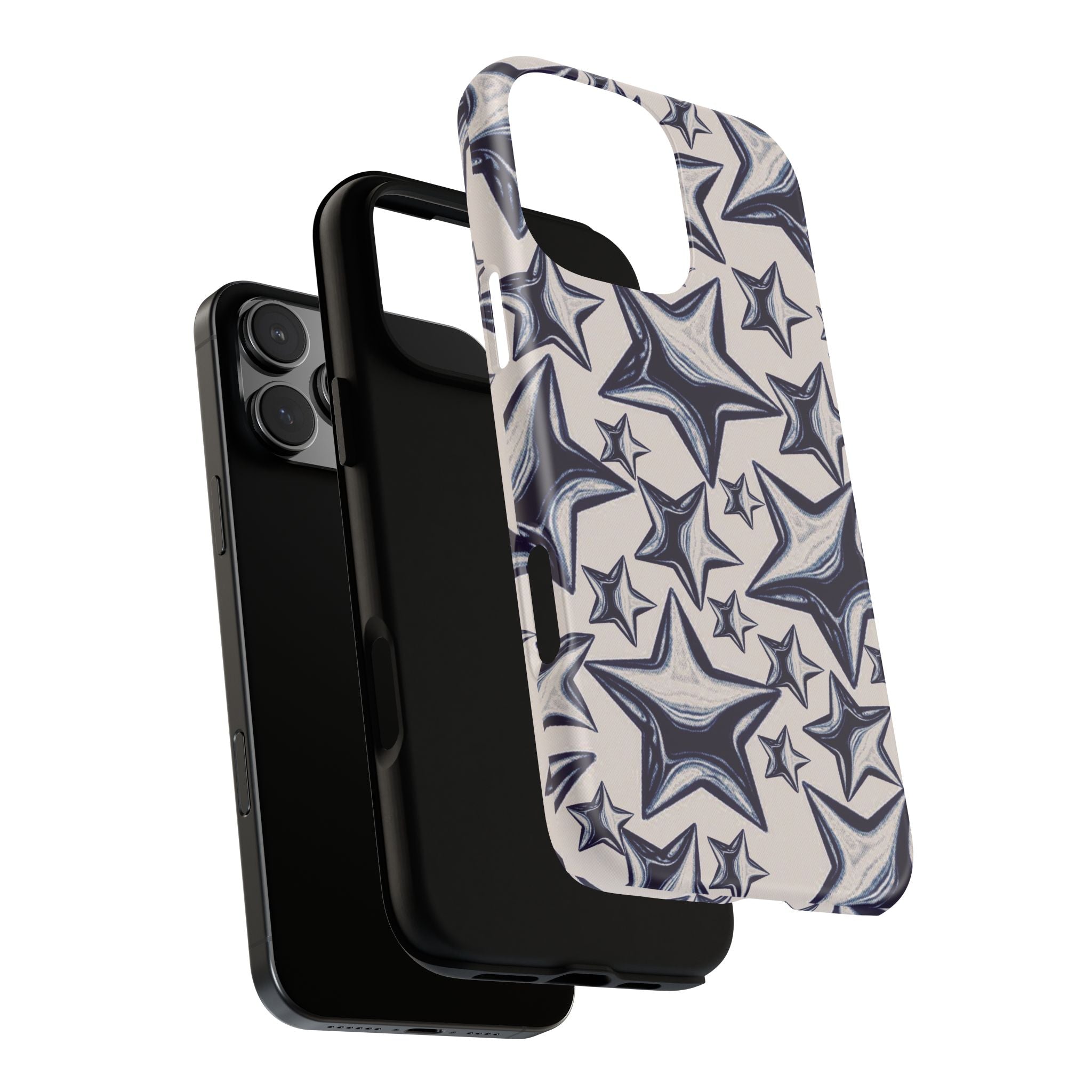 Star Sketch Tough Phone Case — Black & White Doodle Stars Protective Cover