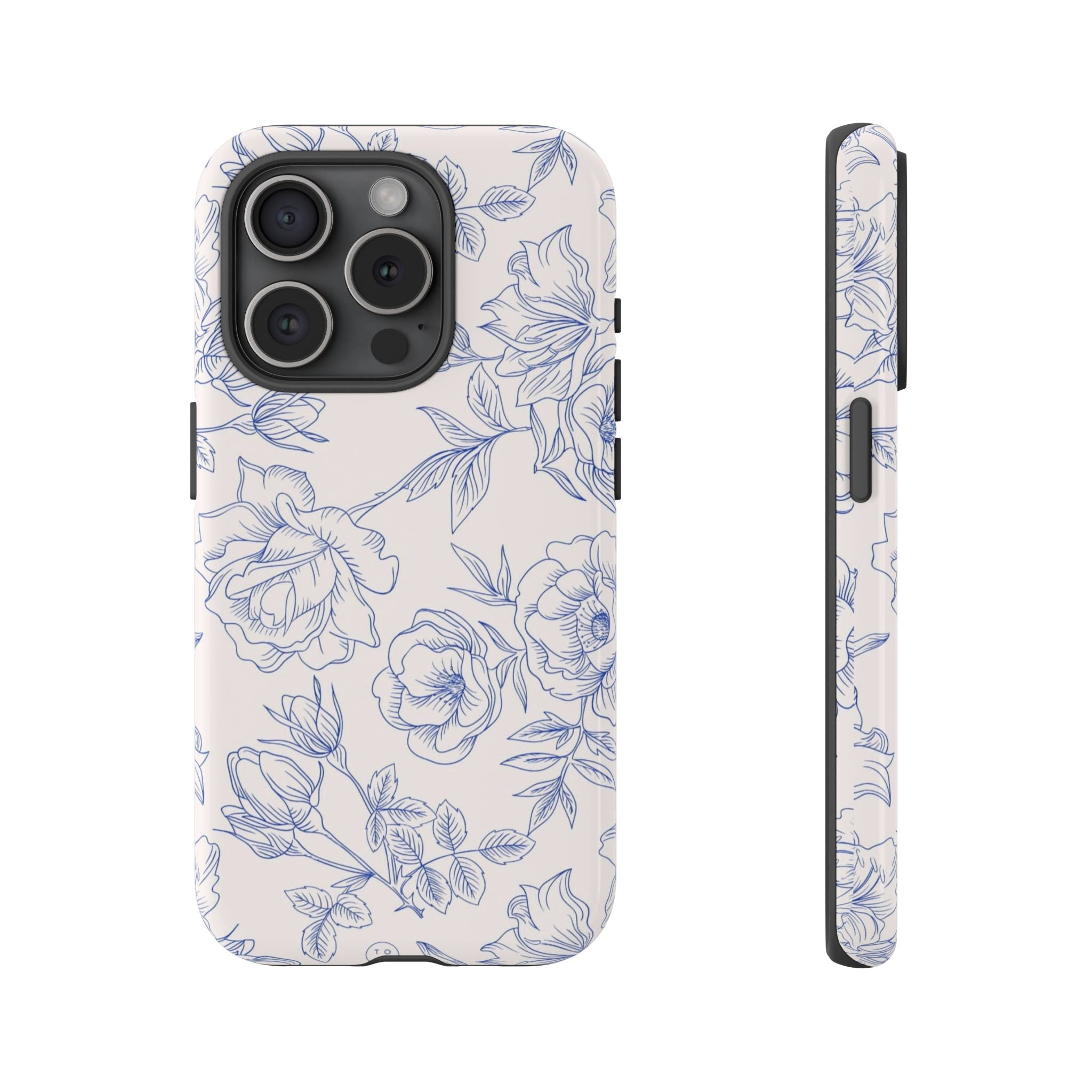 Phone Case — Blue Floral Sketch Tough Protective Case