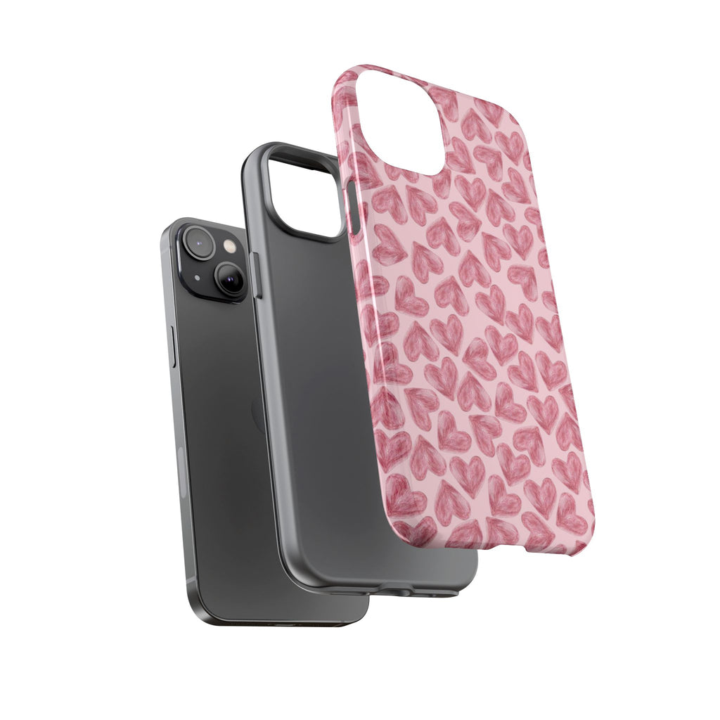Pink Watercolor Heart Phone Case — Tough Protective iPhone Cover