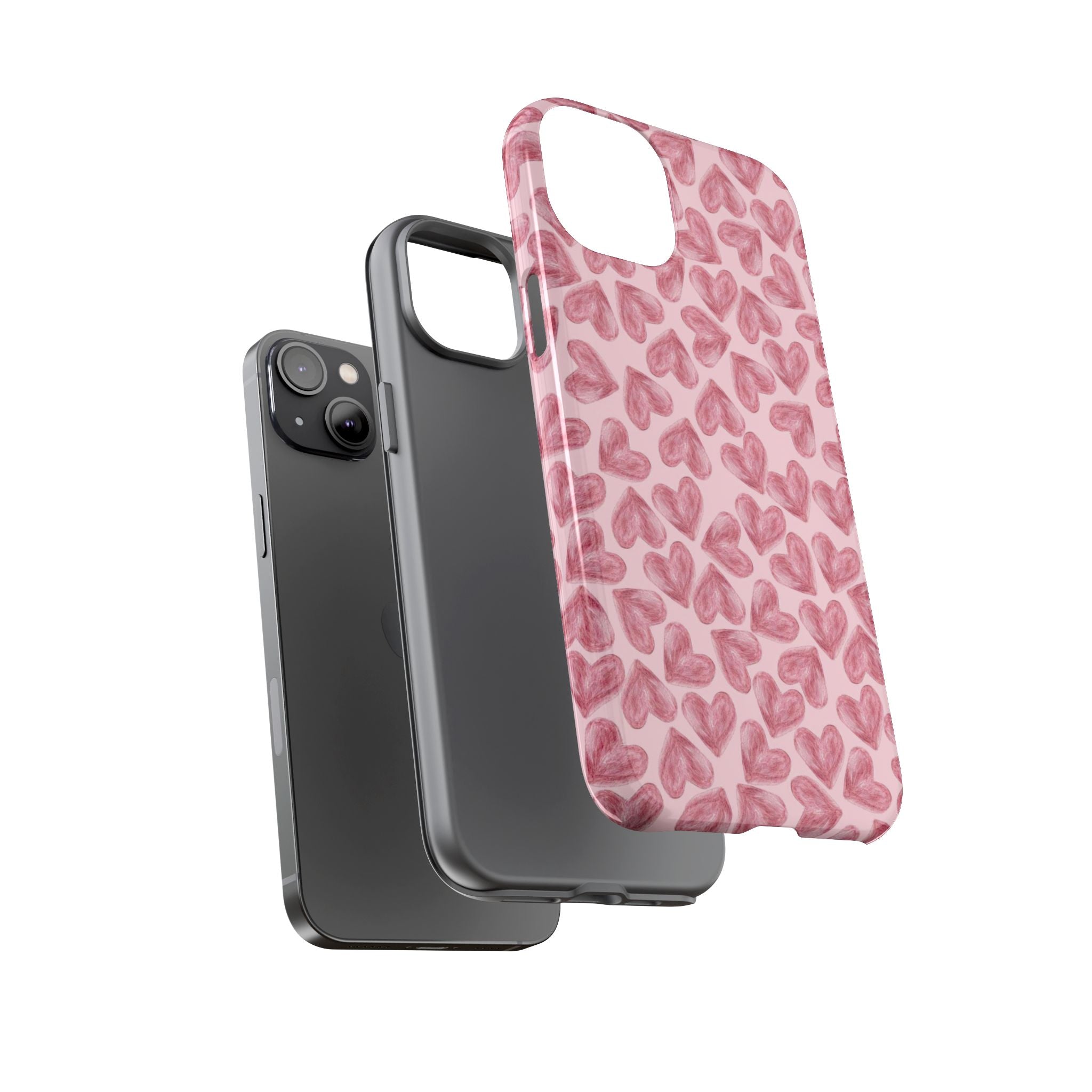 Pink Watercolor Heart Phone Case — Tough Protective iPhone Cover