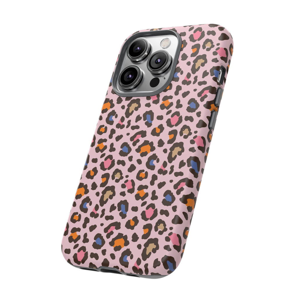 Pink Leopard Print Tough Phone Case — Durable Protective iPhone Cover