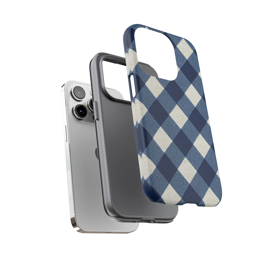 Blue Buffalo Plaid Tough Phone Case — Durable Protective iPhone Cover