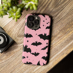 Pink Bat Pattern Tough Phone Case — Cute Halloween Bat Wings Design
