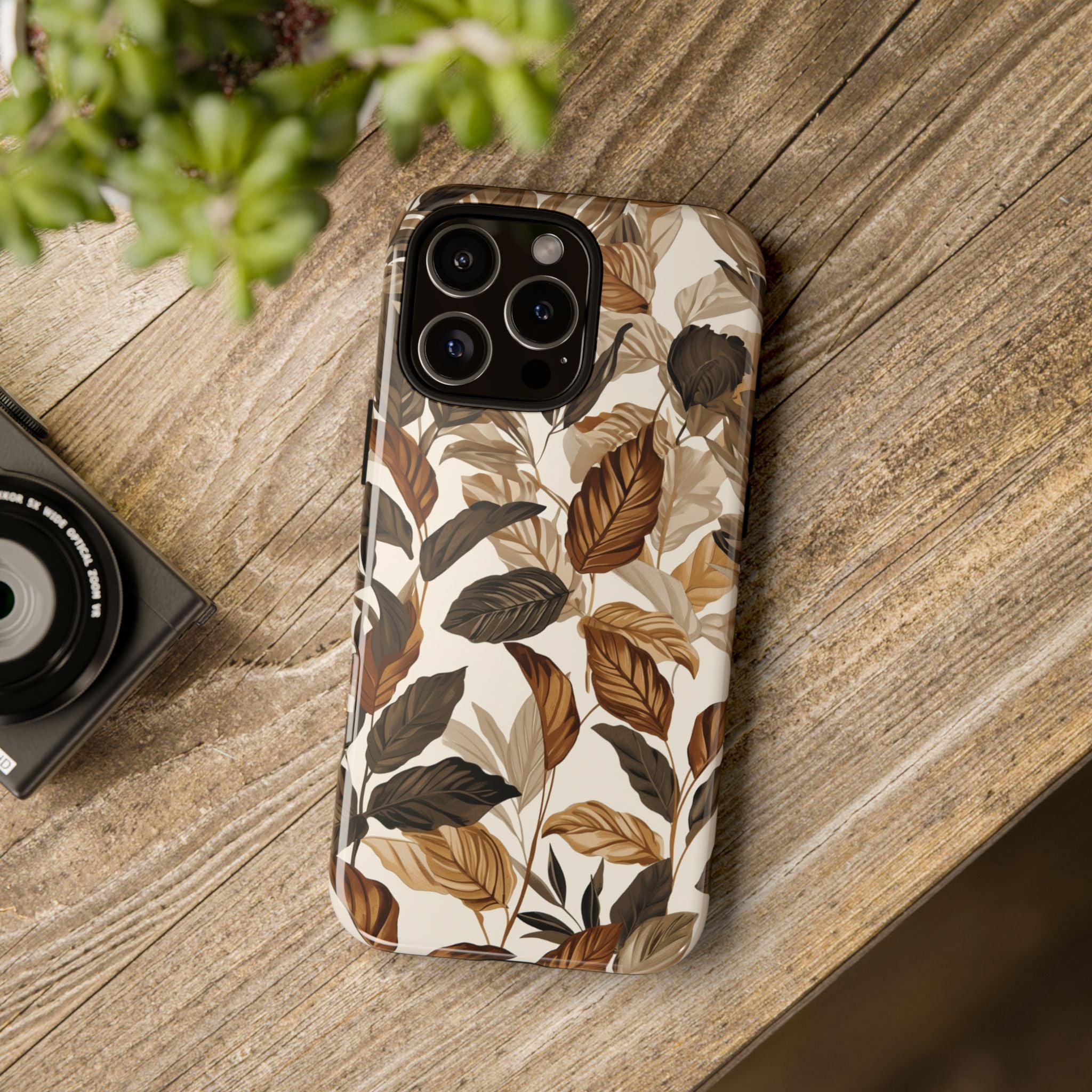 Autumn Leaves Phone Case — Brown Botanical Tough Case