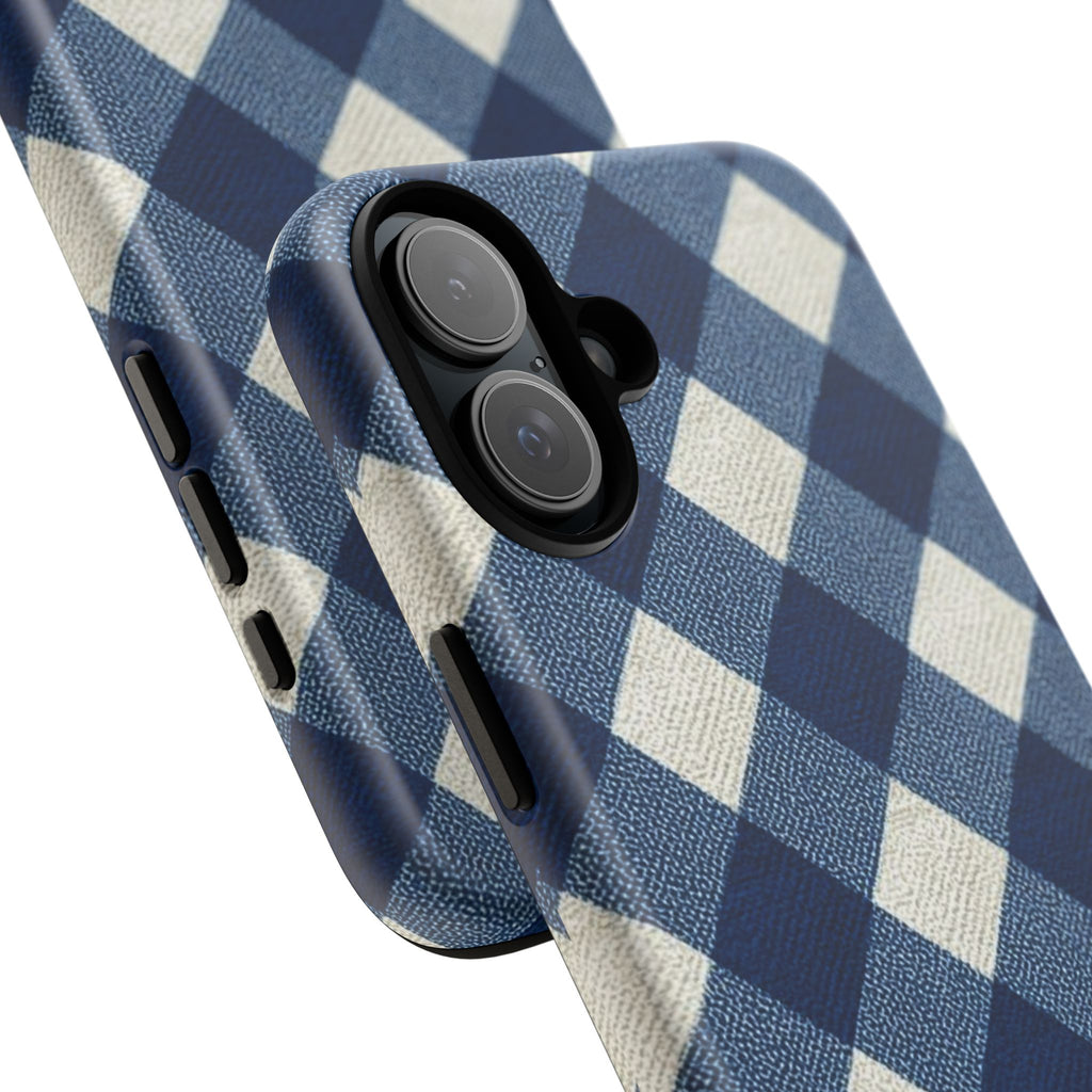 Blue Buffalo Plaid Tough Phone Case — Durable Protective iPhone Cover