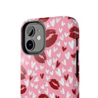 Pink Kiss Hearts Tough Phone Case — Cute Valentine Protective Phone Cover