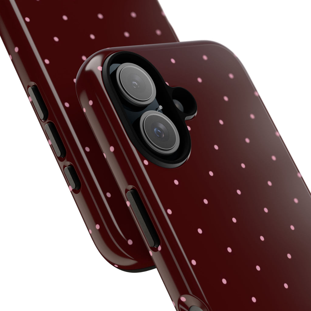 Maroon Polka Dot Tough Phone Case — Slim Protective iPhone Cover