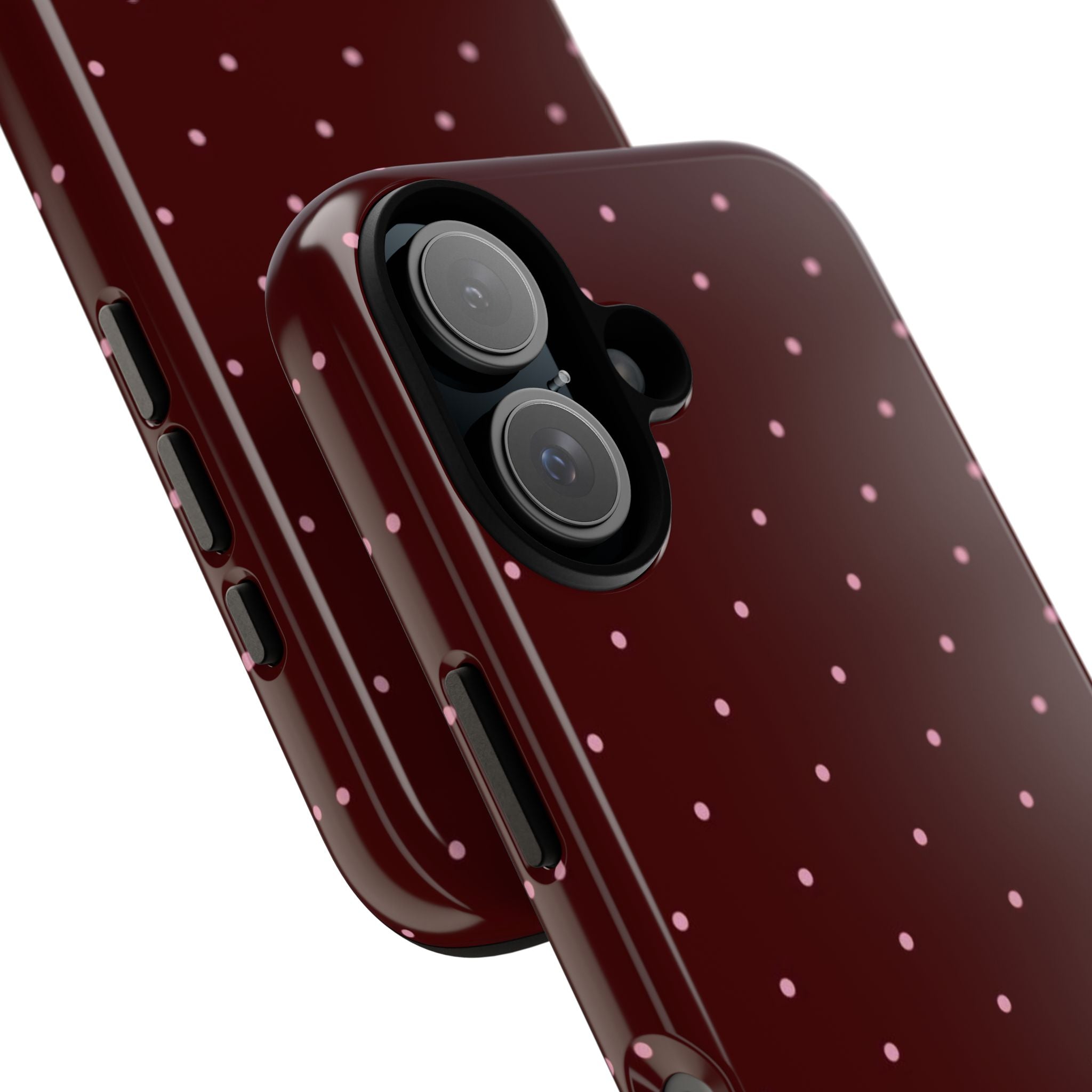 Maroon Polka Dot Tough Phone Case — Slim Protective iPhone Cover