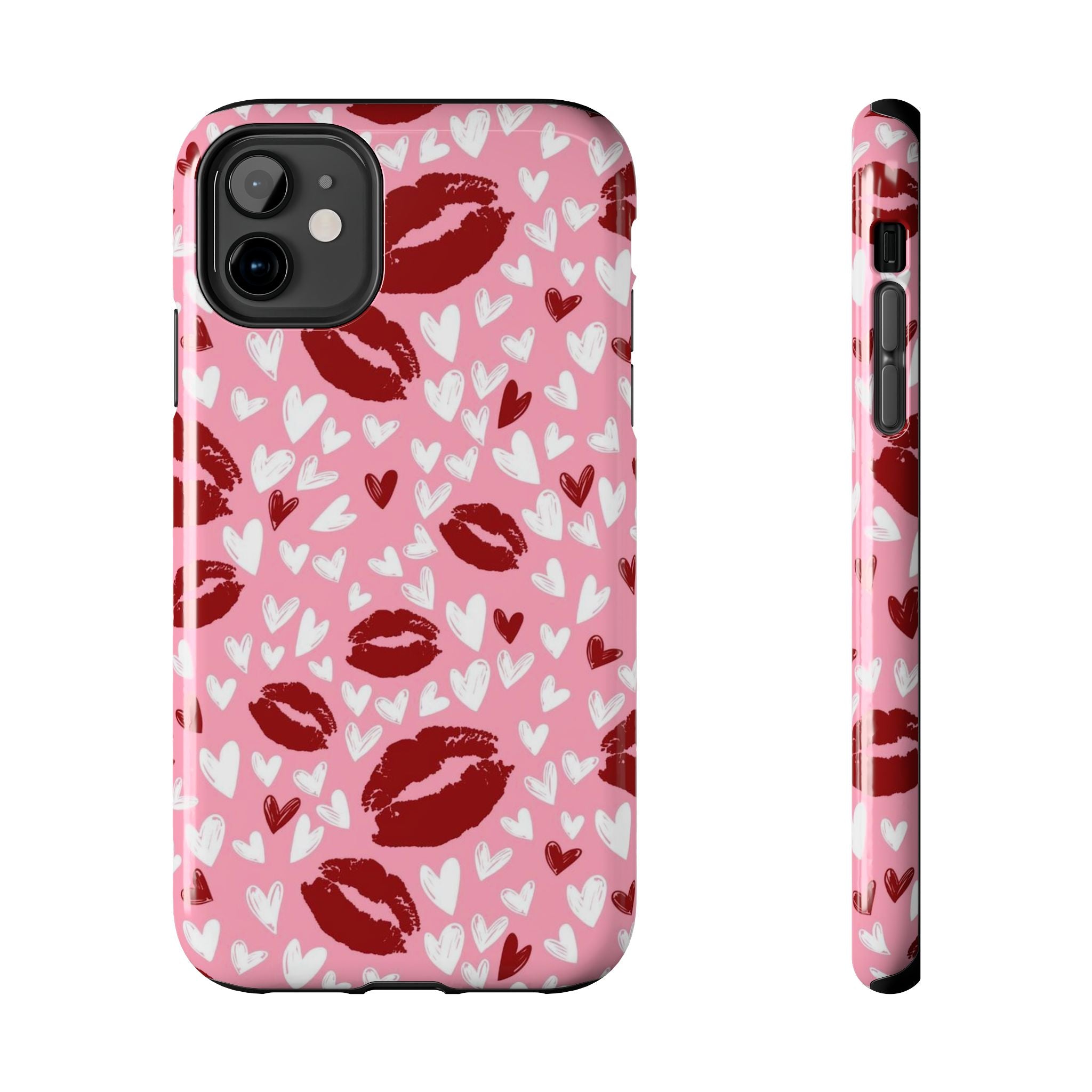 Pink Kiss Hearts Tough Phone Case — Cute Valentine Protective Phone Cover