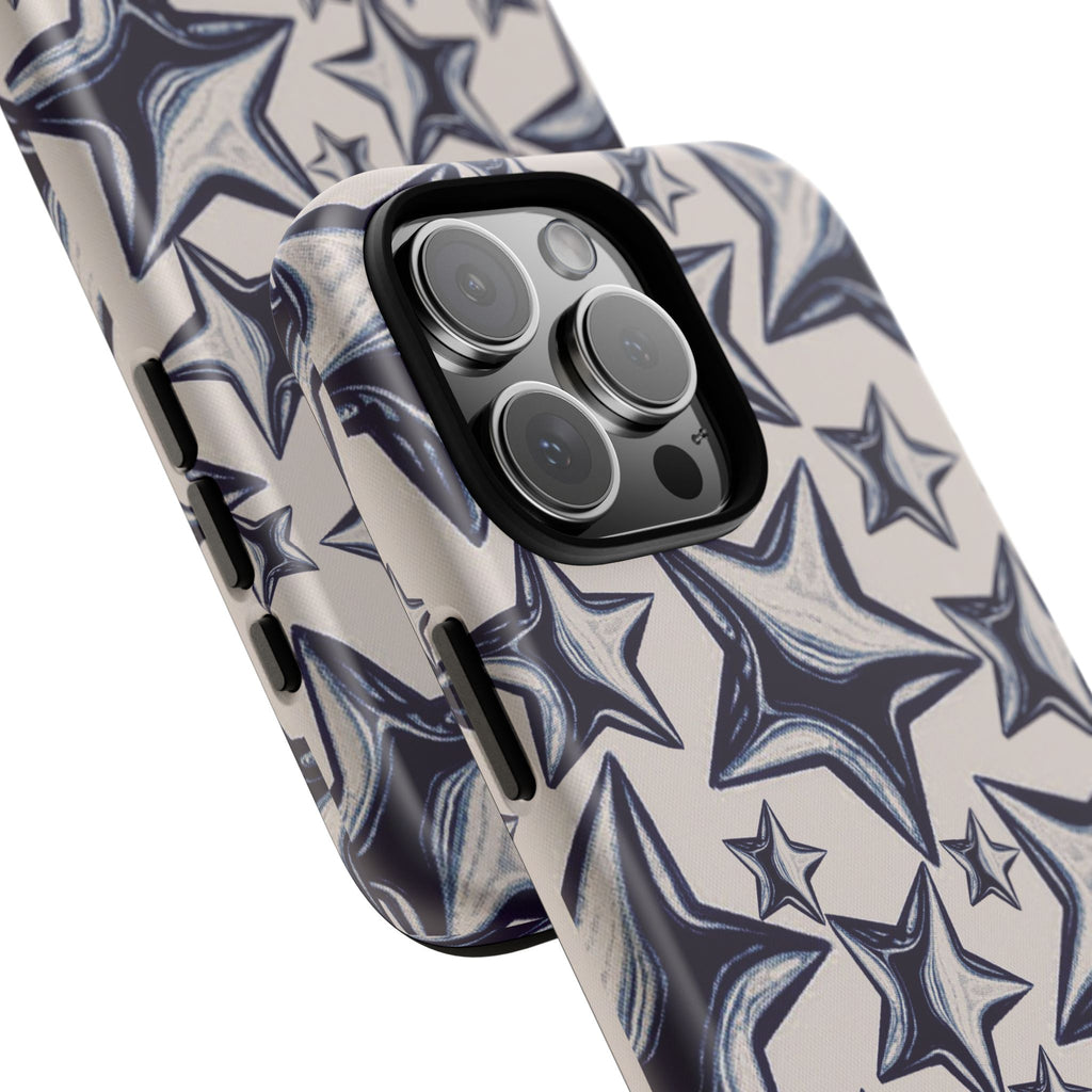 Star Sketch Tough Phone Case — Black & White Doodle Stars Protective Cover