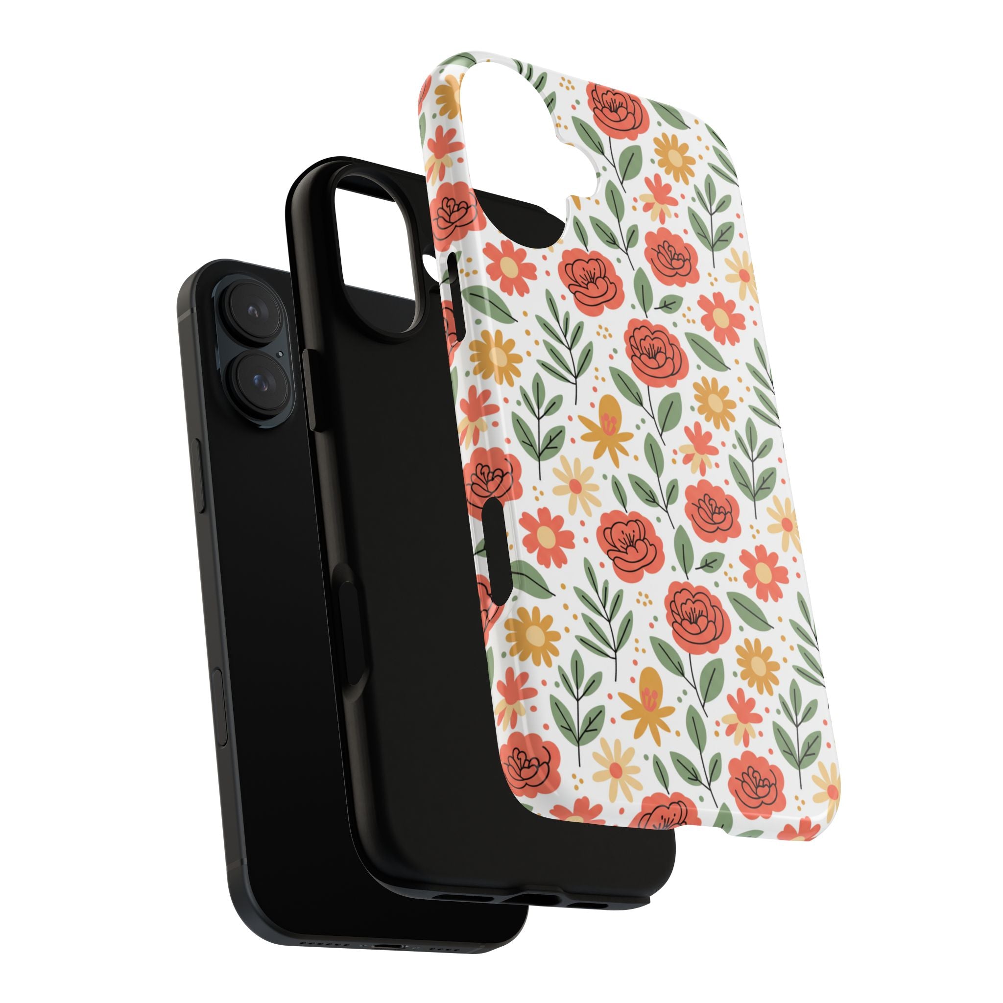 Floral Rose Pattern Tough Phone Case — Durable Garden-Inspired Protection